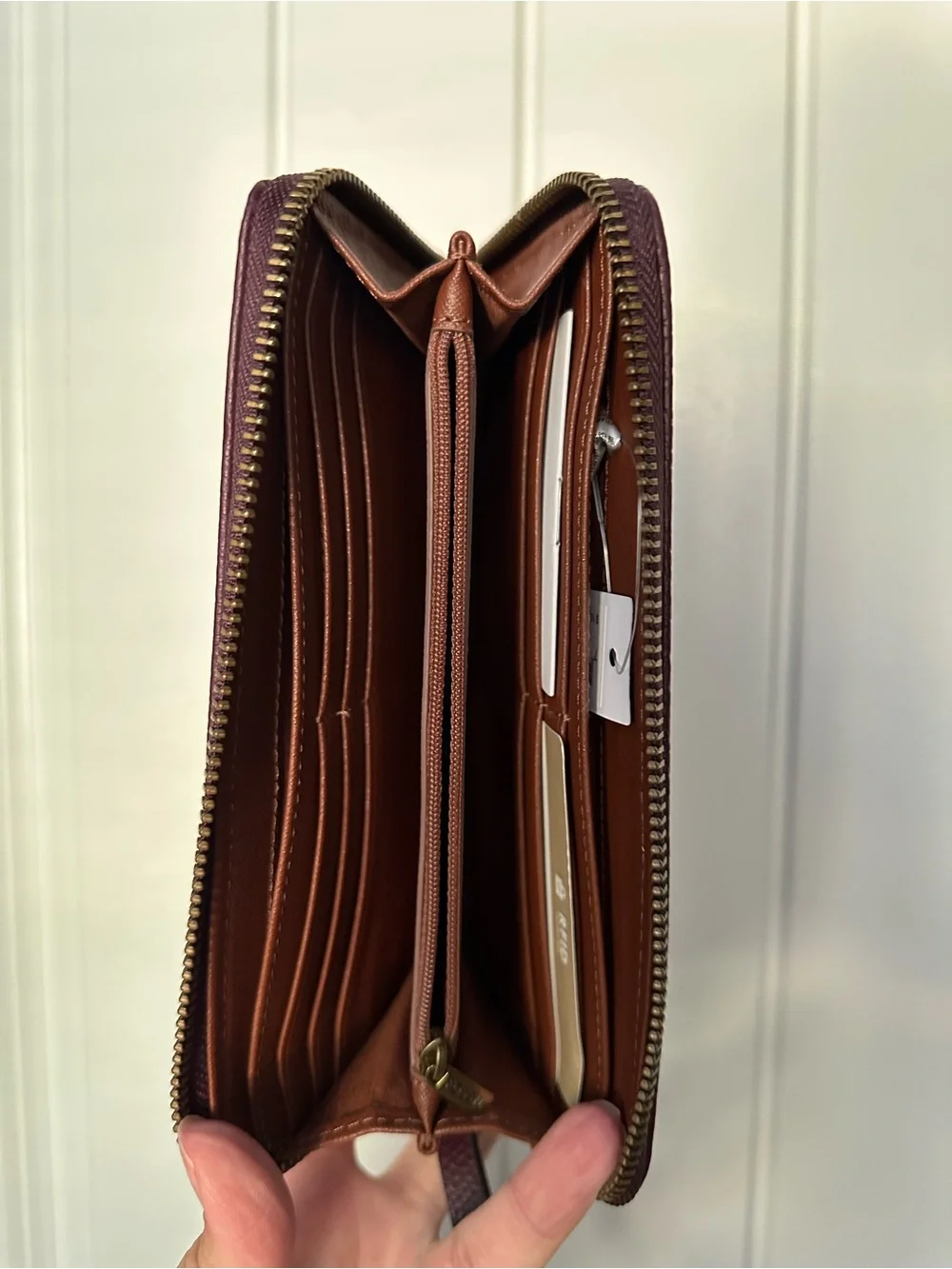 Fossil Burgundy Zip-Around RFID Leather Wristlet